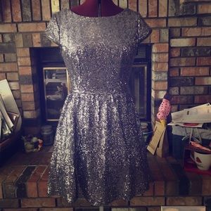 Silver Sequin Low-Back Dress